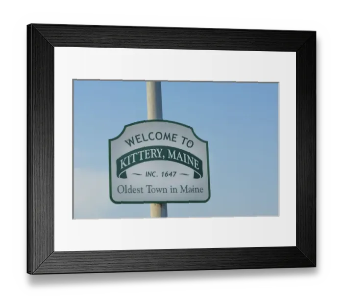 Framed Print : Kittery Maine sign of Welcome old town settled in 1647 oldest town in Maine Framed Print : Kittery Maine sign of Welcome old town settled in 1647 oldest town in Maine