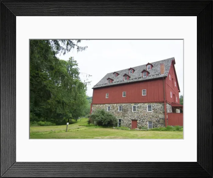 Framed Print : Jerusalem Mill Village Maryland old colonial town museum and Mill big red historical