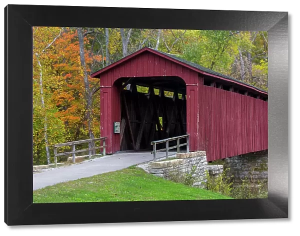 Cataract Covered Bridge over Mill Creek at Lieber State Recreation Area near Cloverdale