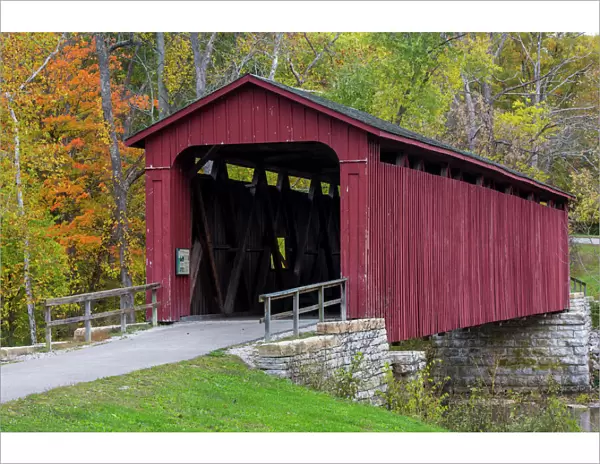 Cataract Covered Bridge over Mill Creek at Lieber State Recreation Area near Cloverdale