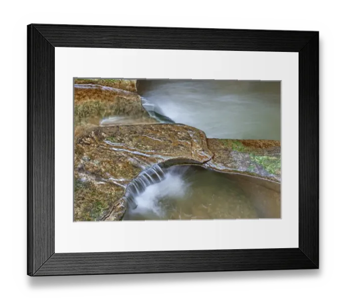 Framed Print : Close-up of potholes - large, circular openings in the sandrock canyon bed - at Fall Creek Gorge Framed Print : Close-up of potholes - large, circular openings in the sandrock canyon bed - at Fall Creek Gorge