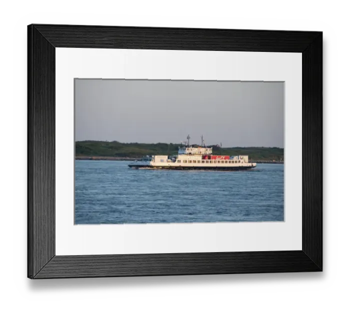 Framed Print : Massachusetts, Woods-Hole. Early morning car ferry Framed Print : Massachusetts, Woods-Hole. Early morning car ferry