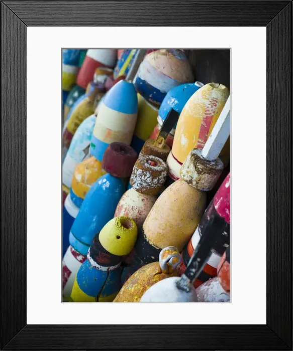 Framed Print : USA, Massachusetts, Cape Ann, Rockport, lobster buoys Framed Print : USA, Massachusetts, Cape Ann, Rockport, lobster buoys