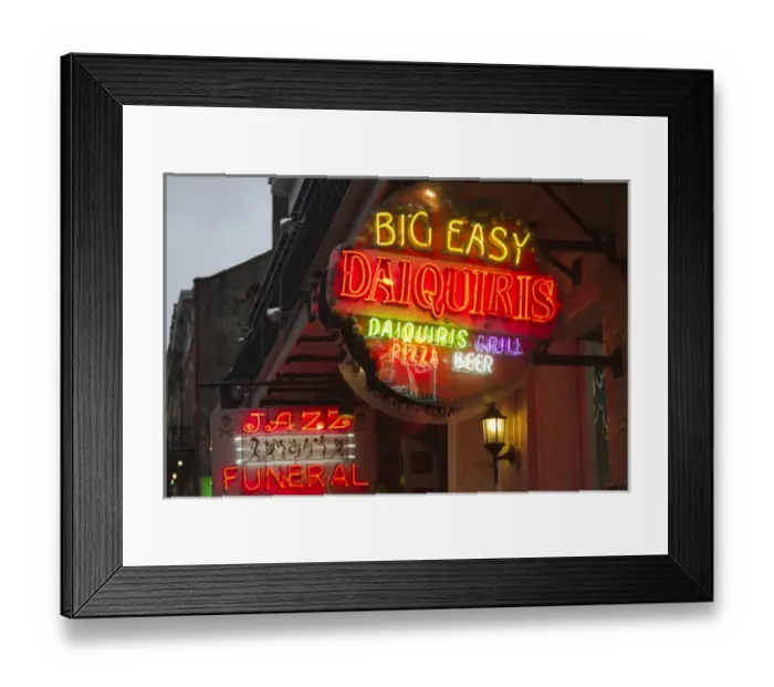 Framed Print : LA, New Orleans, French Quarter, neon signs on Bourbon Street Framed Print : LA, New Orleans, French Quarter, neon signs on Bourbon Street