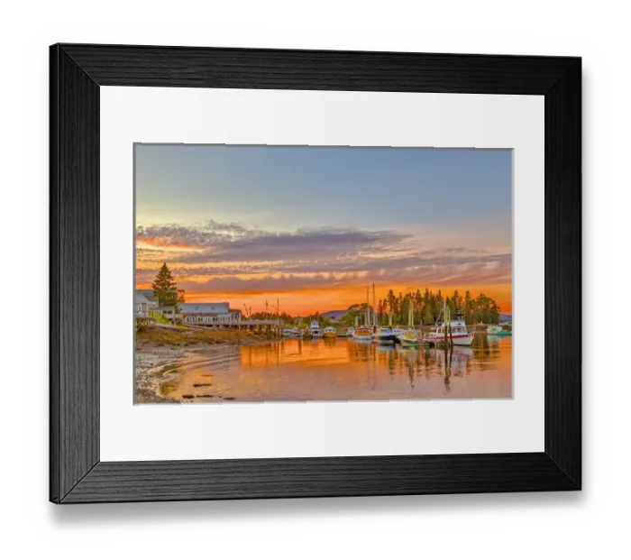 Framed Print : USA, Maine, Acadia, Bass Harbor. Boats rest in harbor at sunset Framed Print : USA, Maine, Acadia, Bass Harbor. Boats rest in harbor at sunset