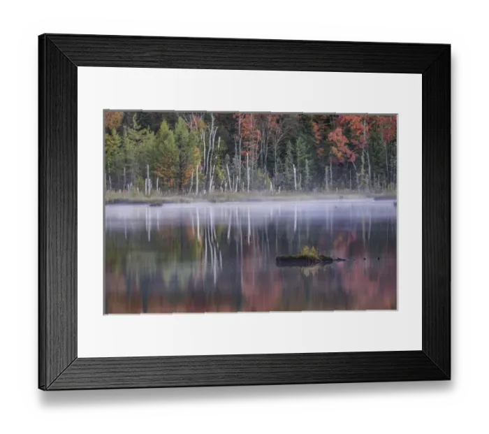 Framed Print : Autumn Colors and mist reflecting on Council Lake at sunrise, Hiawatha National Forest Framed Print : Autumn Colors and mist reflecting on Council Lake at sunrise, Hiawatha National Forest