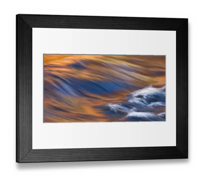 Framed Print : Painterly Impression of a rushing stream reflecting autumn colors Framed Print : Painterly Impression of a rushing stream reflecting autumn colors