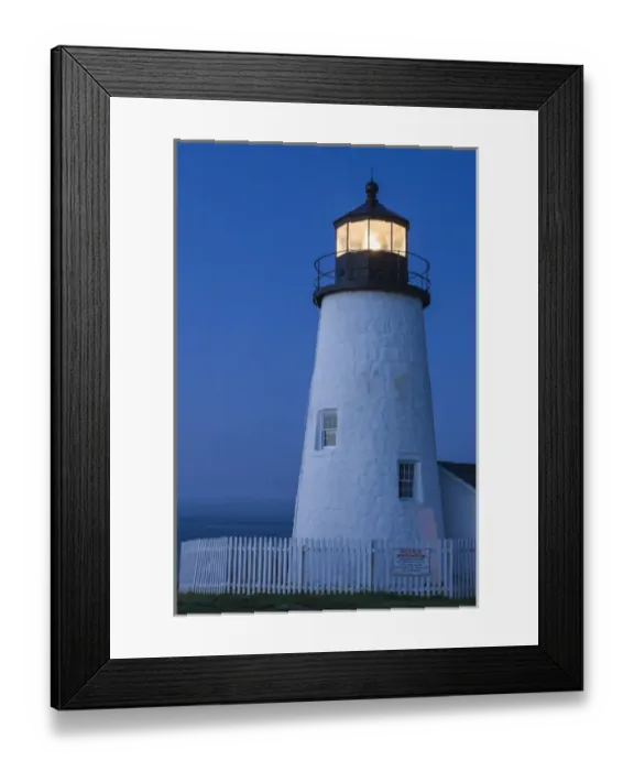 Framed Print : Maine, Pemaquid. Light from the historical lighthouse offers protection to ships Framed Print : Maine, Pemaquid. Light from the historical lighthouse offers protection to ships