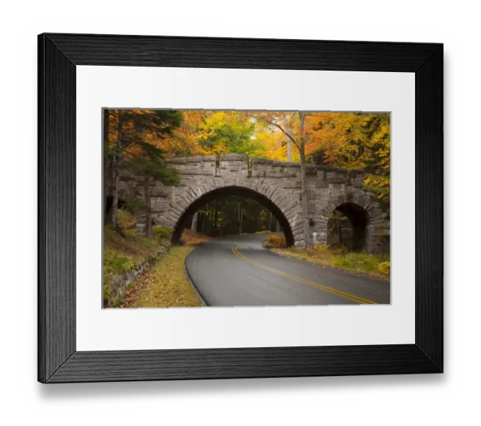 Framed Print : USA; North America, Maine; Acadia National Park; Carriage road in Acadia NP