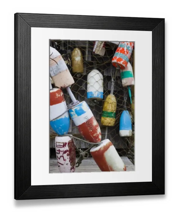 Framed Print : USA, Maine, Cape Neddick, lobster buoys Framed Print : USA, Maine, Cape Neddick, lobster buoys