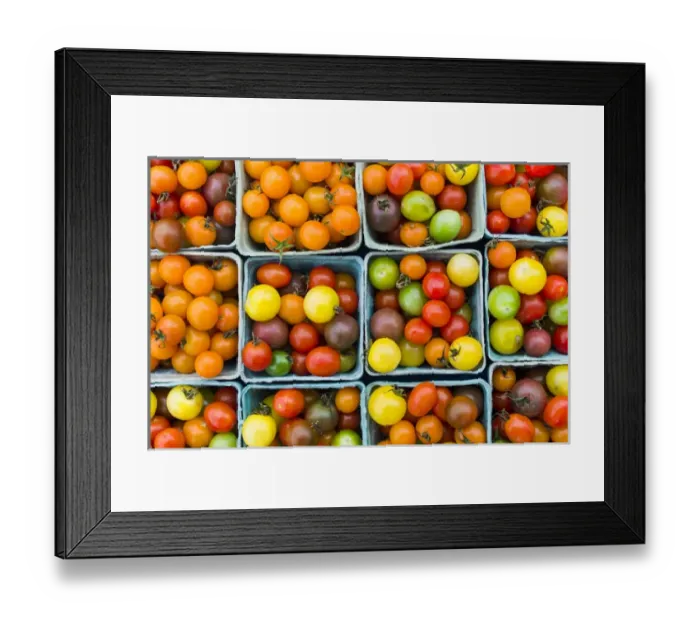 Framed Print : USA, Maine, Rockland, cherry tomatoes at farmers market