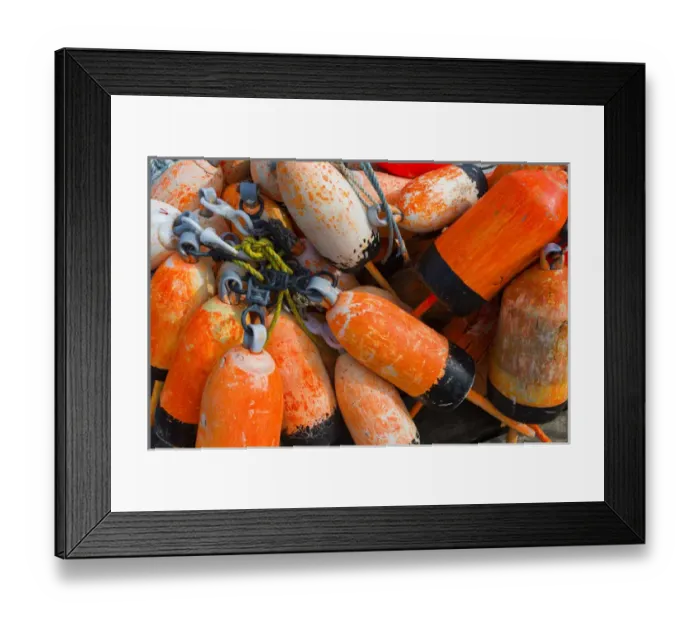 Framed Print : USA, Maine, Christmas Cove, lobster buoys