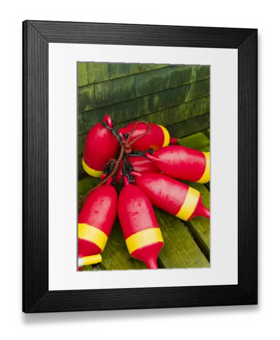 Framed Print : USA, Maine, Mt. Desert Island, Bernard, lobster buoys