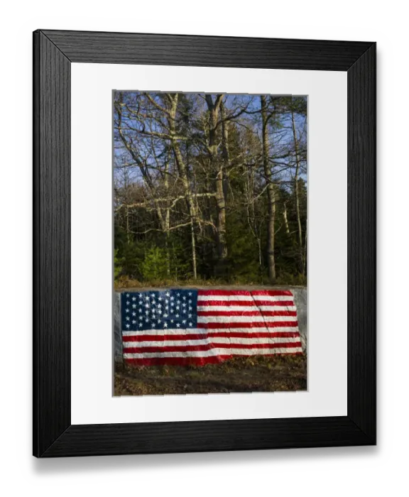 Framed Print : USA, Maine, Five Islands, US flag painted on rocks