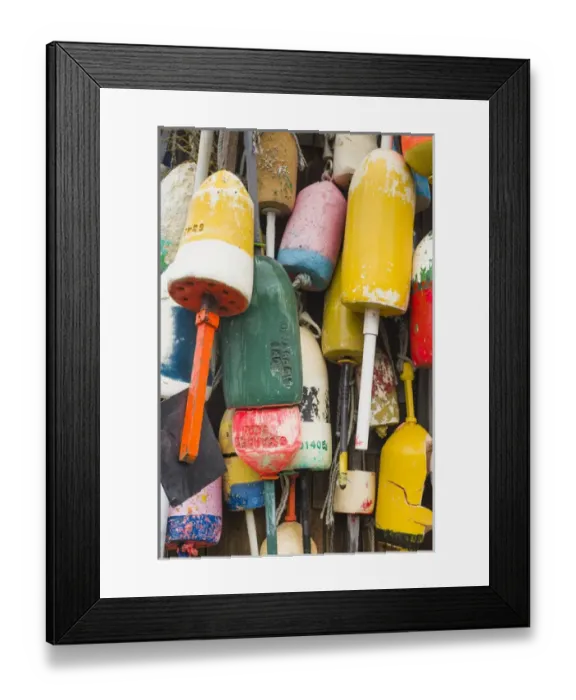 Framed Print : USA, Maine, Cape Neddick, lobster buoys