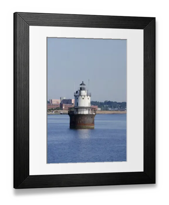 Framed Print : Massachusetts, New Bedford. Butler Flats Light, spark plug style lighthouse at New Framed Print : Massachusetts, New Bedford. Butler Flats Light, spark plug style lighthouse at New