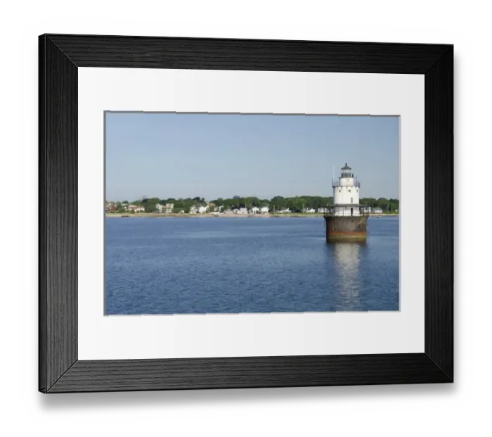 Framed Print : Massachusetts, New Bedford. Butler Flats Light, spark plug style lighthouse at New Framed Print : Massachusetts, New Bedford. Butler Flats Light, spark plug style lighthouse at New