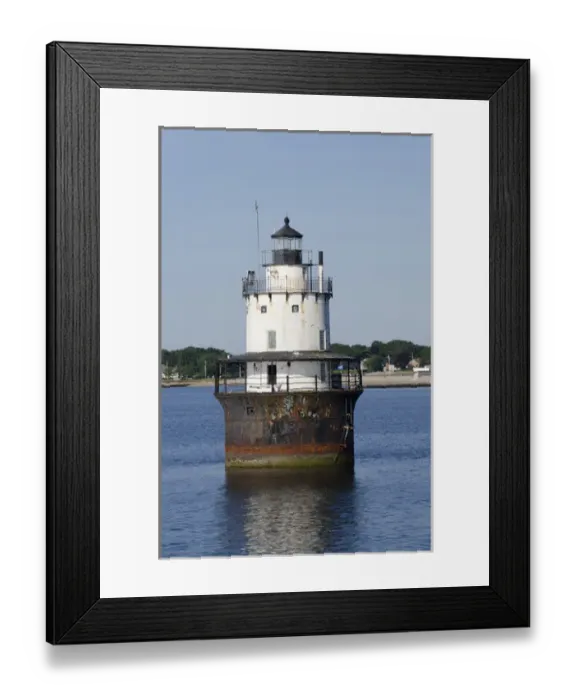 Framed Print : Massachusetts, New Bedford. Butler Flats Light, spark plug style lighthouse at New Framed Print : Massachusetts, New Bedford. Butler Flats Light, spark plug style lighthouse at New