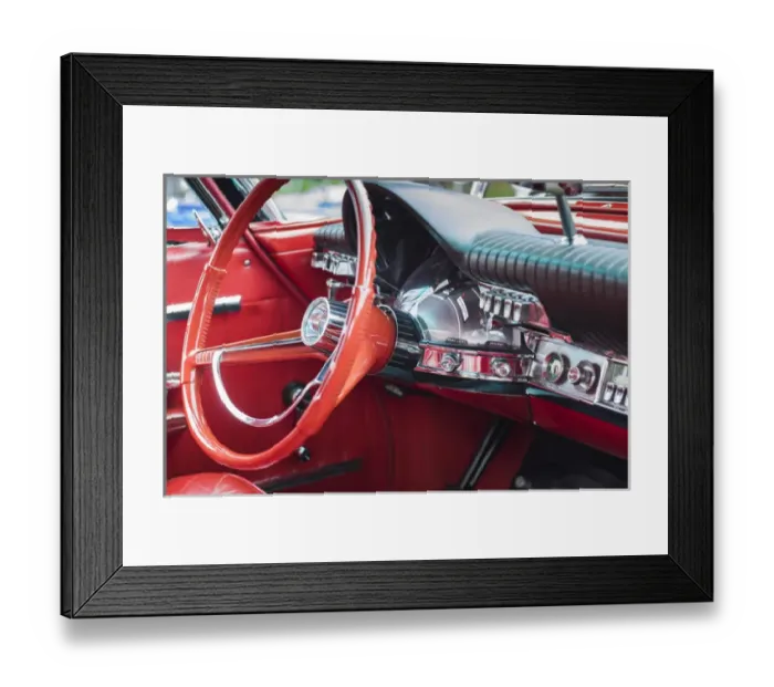Framed Print : USA, Massachusetts, Beverly Farms, antique cars, 1960s Chrysler 300, interior Framed Print : USA, Massachusetts, Beverly Farms, antique cars, 1960s Chrysler 300, interior