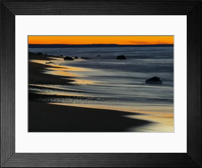 Framed Print : Lake Superior shoreline at sunset, Pictured Rocks National Lakeshore, Upper Peninsula