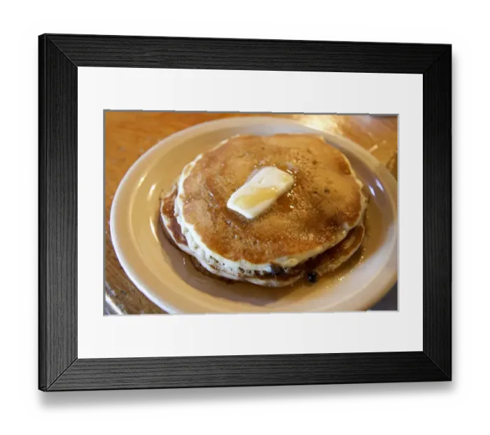 Framed Print : Pancakes at Goulds Sugar House Restaurant, Shelburne Falls, Massachusetts, United States Framed Print : Pancakes at Goulds Sugar House Restaurant, Shelburne Falls, Massachusetts, United States