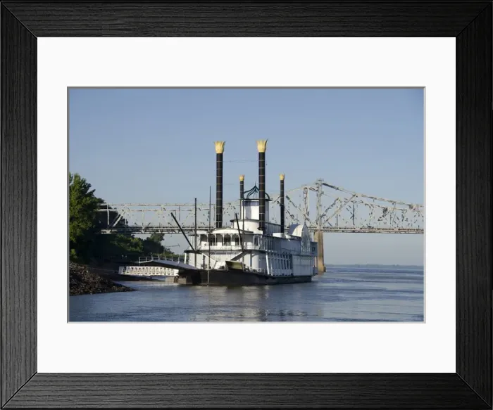 Framed Print : Mississippi, Natchez. Port area of Natchez along the Mississippi River