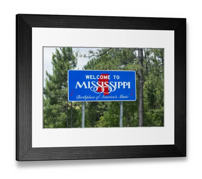 Framed Print : Sign for Welcome to Mississippi Birthplace of American Music Framed Print : Sign for Welcome to Mississippi Birthplace of American Music