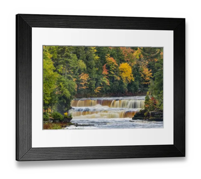 Framed Print : Cascade and fall colors on lower section of Tahquamenon Falls, Tahquamenon Falls State Park