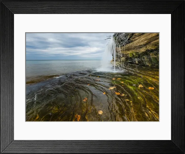 Framed Print : Waterfall on Miners Beach, Lake Superior, Pictured Rocks National Lakeshore, Upper Peninsula Framed Print : Waterfall on Miners Beach, Lake Superior, Pictured Rocks National Lakeshore, Upper Peninsula