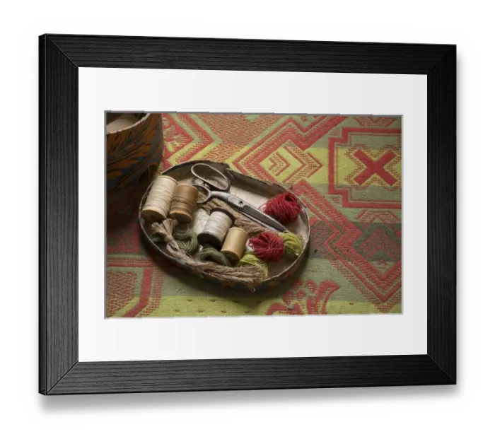 Framed Print : Michigan, Dearborn, Greenfield Village. Historic Webster House, vintage sewing box Framed Print : Michigan, Dearborn, Greenfield Village. Historic Webster House, vintage sewing box