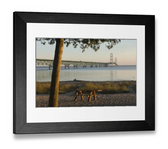 Framed Print : USA, Michigan, Mackinaw City, Mackinac Bridge