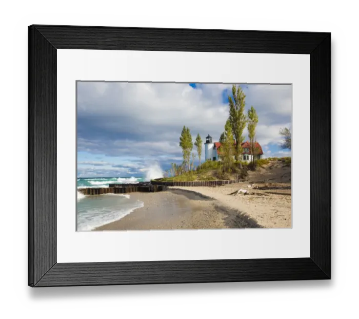 Framed Print : Point Betsie Lighthouse on Lake Michigan, Benzie County, Frankfort, MI Framed Print : Point Betsie Lighthouse on Lake Michigan, Benzie County, Frankfort, MI