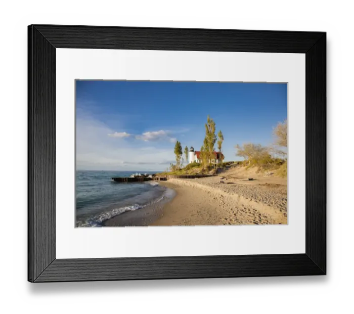 Framed Print : Point Betsie Lighthouse on Lake Michigan, Benzie County, Frankfort, MI