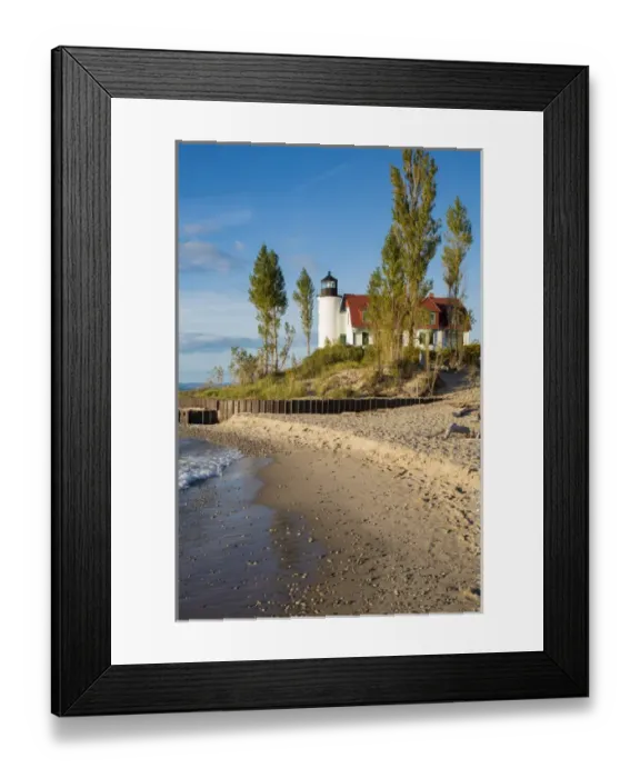 Framed Print : Point Betsie Lighthouse on Lake Michigan, Benzie County, Frankfort, MI