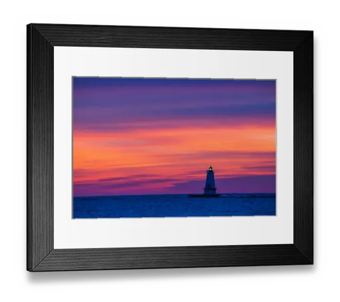 Framed Print : Ludington North Pierhead Lighthouse at sunset on Lake Michigan, Mason County, Ludington Framed Print : Ludington North Pierhead Lighthouse at sunset on Lake Michigan, Mason County, Ludington