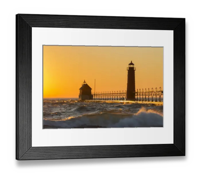 Framed Print : Grand Haven South Pier Lighthouse at sunset on Lake Michigan, Ottawa County, Grand Haven Framed Print : Grand Haven South Pier Lighthouse at sunset on Lake Michigan, Ottawa County, Grand Haven