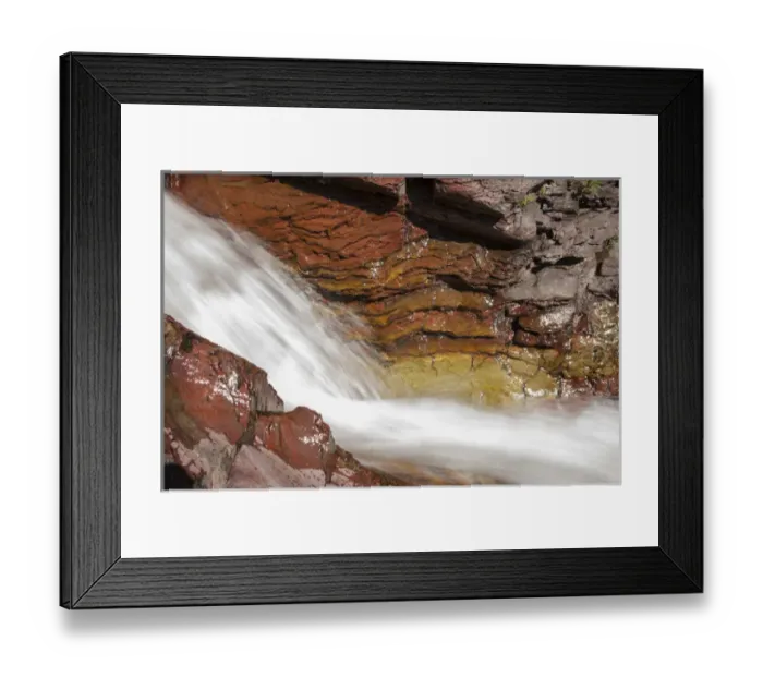 Framed Print : USA, Montana, Glacier National Park. Ptarmigan Falls and rock layers Framed Print : USA, Montana, Glacier National Park. Ptarmigan Falls and rock layers