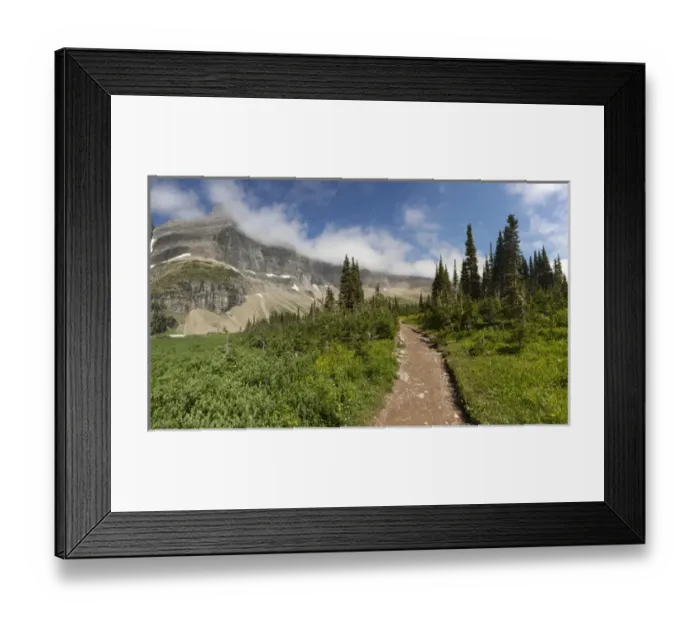 Framed Print : USA, Montana, Glacier National Park. Hiking trail and landscape Framed Print : USA, Montana, Glacier National Park. Hiking trail and landscape