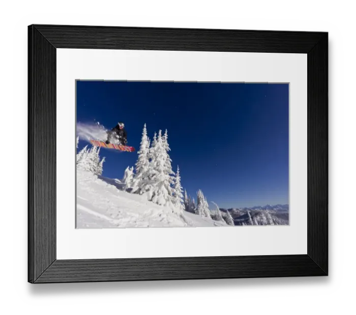 Framed Print : Snowboarding action at Whitefish Mountain Resort in Whitefish, Montana, USA MR