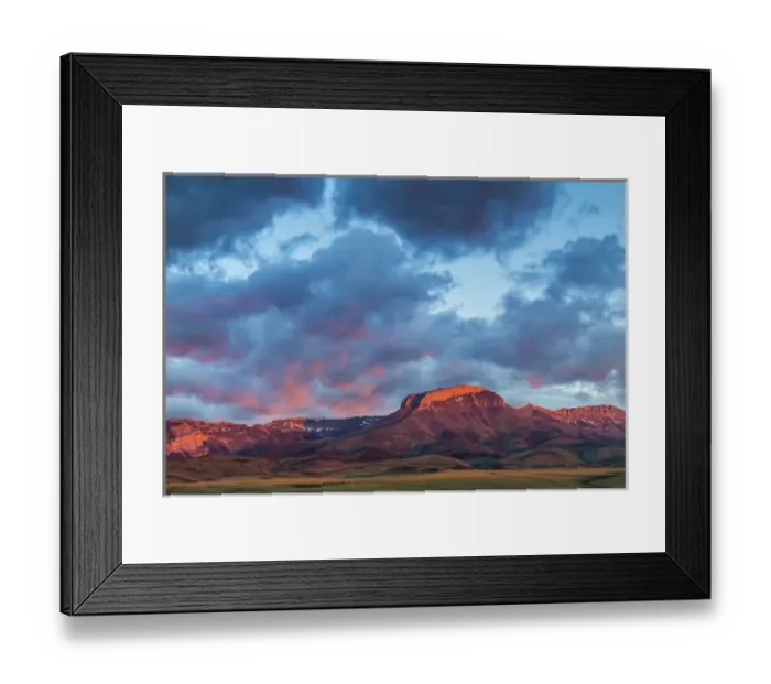 Framed Print : Fiery sunrise light strikes Ear Mountain along the Rocky Mountain Front near Choteau Framed Print : Fiery sunrise light strikes Ear Mountain along the Rocky Mountain Front near Choteau