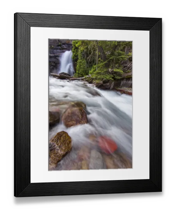 Framed Print : Baring Falls in Glacier National Park, Montana, USA
