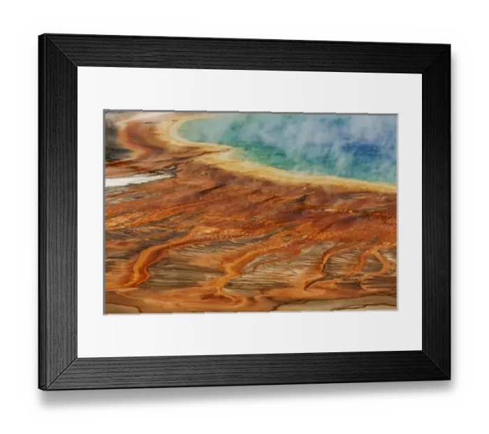 Framed Print : Elevated view of bacterial mat, Grand Prismatic Spring, Midway Geyser Basin, Yellowstone