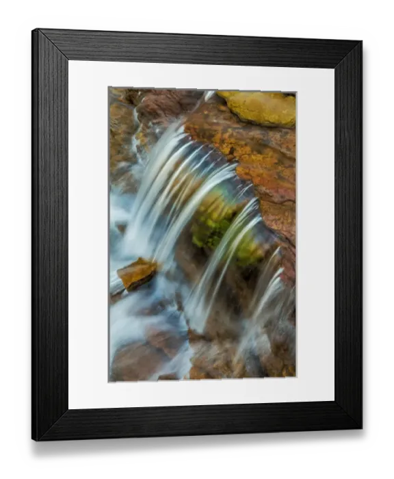 Framed Print : Colorful cascade on Oberlin Creek in Glacier National Park, Montana, USA