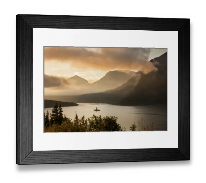 Framed Print : USA, Montana, Glacier National Park. Sunrise pierces clouds over St. Mary Lake. Credit as Framed Print : USA, Montana, Glacier National Park. Sunrise pierces clouds over St. Mary Lake. Credit as