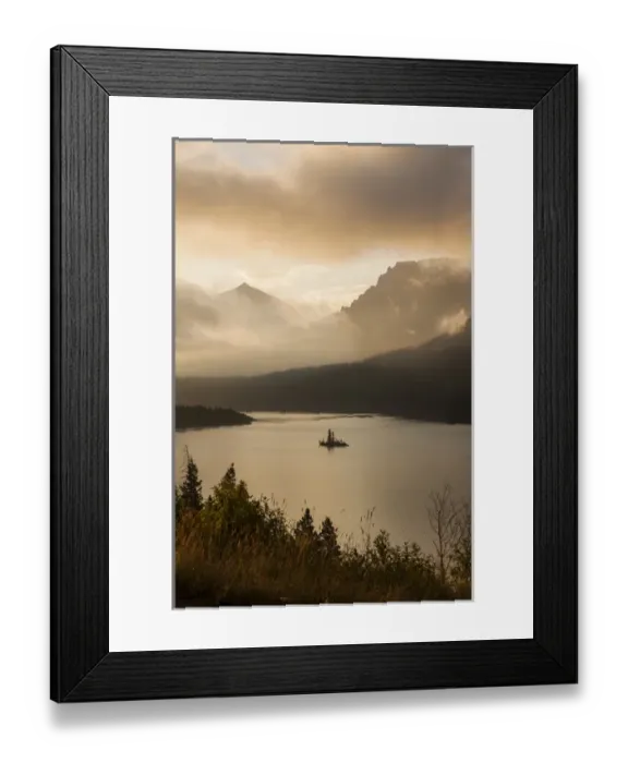 Framed Print : USA, Montana, Glacier National Park. Sunrise pierces clouds over St. Mary Lake. Credit as Framed Print : USA, Montana, Glacier National Park. Sunrise pierces clouds over St. Mary Lake. Credit as