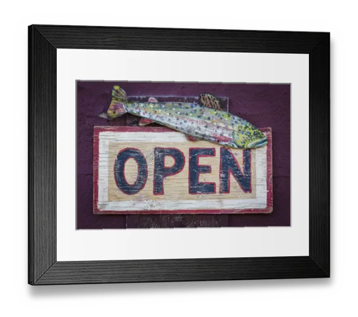 Framed Print : USA, Montana, Virginia City. Open sign on store front Framed Print : USA, Montana, Virginia City. Open sign on store front