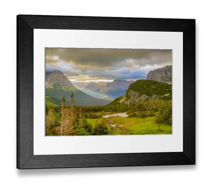 Framed Print : USA, Montana, Glacier National Park, Logan Pass. Sunrise on mountain landscape. Credit as