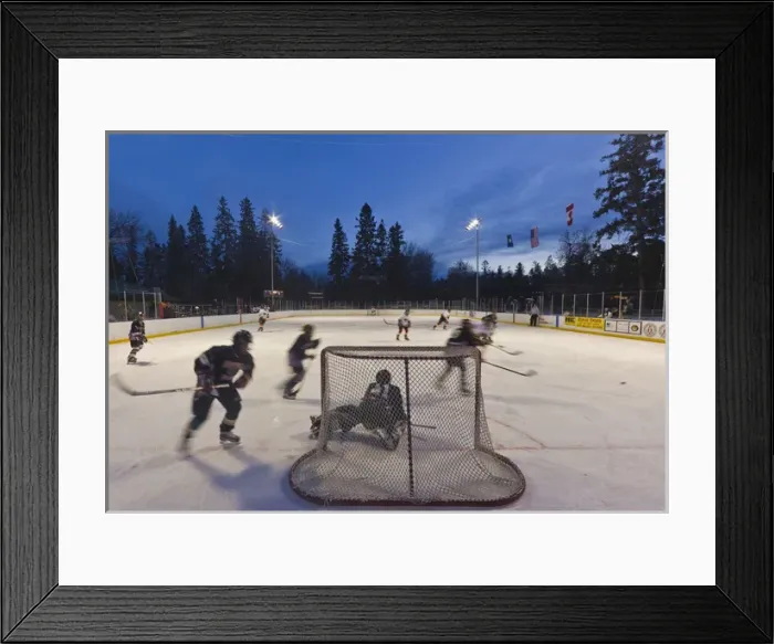 Framed Print : Youth hockey action at Woodland Park in Kalispell, Montana, USA Framed Print : Youth hockey action at Woodland Park in Kalispell, Montana, USA