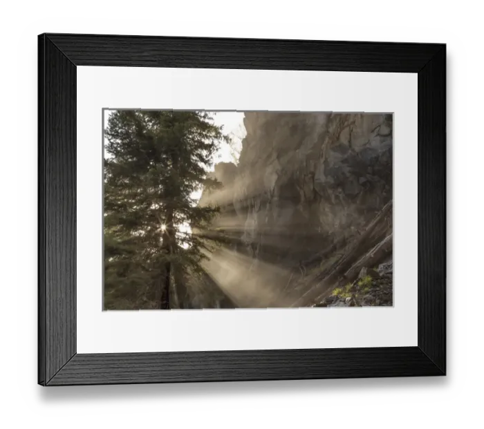 Framed Print : Mist from Holland Falls is backlit by setting sun in the Lolo National Forest, Montana Framed Print : Mist from Holland Falls is backlit by setting sun in the Lolo National Forest, Montana