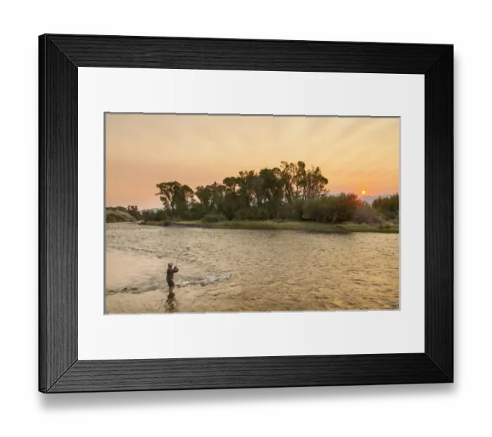 Framed Print : Reid Sabin fly fishing at sunrise on the Madison river near Ennis, Montana, USA (MR) Framed Print : Reid Sabin fly fishing at sunrise on the Madison river near Ennis, Montana, USA (MR)